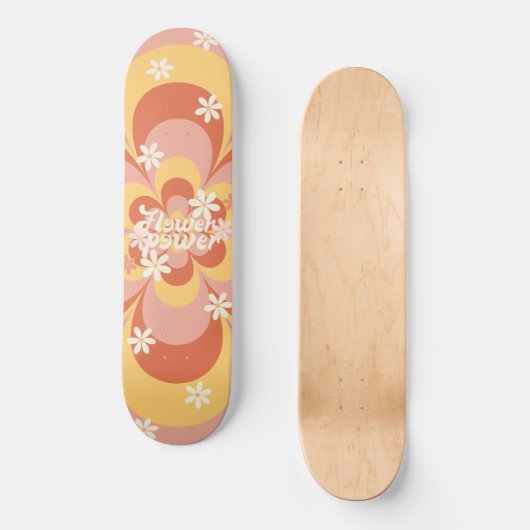 Cool Groovy Retro  Flower Power Skateboard (Voorkant)