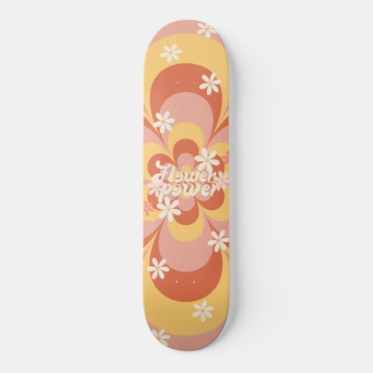 Cool Groovy Retro  Flower Power Skateboard (Voorkant)