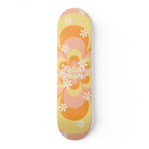 Cool Groovy Retro Vintage Flower Power Skateboard