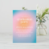 Cool Groovy Roze Turquoise Foto Graduation Party Kaart (Staand voorkant)