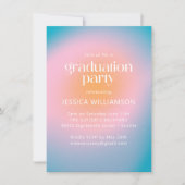 Cool Groovy Roze Turquoise Foto Graduation Party Kaart (Voorkant)