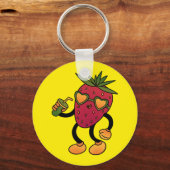 Cool Groovy Strawberry with Heart Sunglasses and D Sleutelhanger (Voorkant)