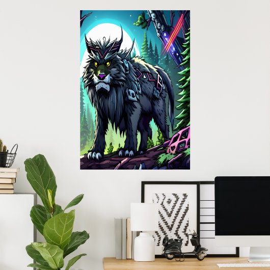 Cool grote fantasiebeest | AI Art Poster (Thuiskantoor)
