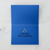 Cool Grote Typografie Happy Birthday Star Blauw Kaart (Binnen)