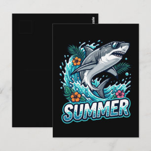 Cool Grote Witte Haai Springend - zomer dier Briefkaart