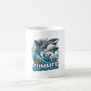 Cool Grote Witte Haai Springend - zomer dier Koffiemok