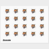 Cool Growling Bengaalse tijger met zonnebril Ronde Sticker (Vel)