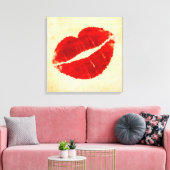 Cool Grunge Big Red Lips Canvas Print (Insitu (Woonkamer))