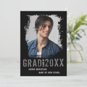 Cool Grunge Black 1 Photo Afstuderen Aankondiging (Staand voorkant)