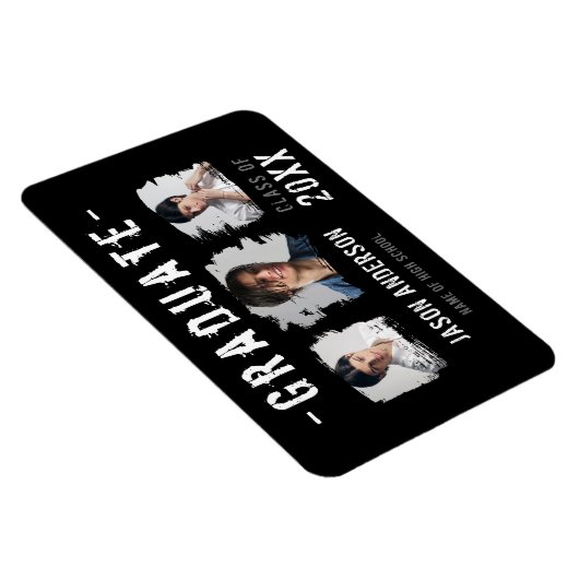 Cool Grunge Black 3 Foto Afstuderen Aankondiging Magneet (Rechterzijde)