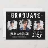 Cool Grunge Black 3 Photo Afstuderen Aankondiging (Voorkant)