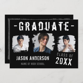Cool Grunge Black 3 Photo Afstuderen Aankondiging