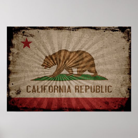 Cool Grunge California Flag Poster (Voorkant)