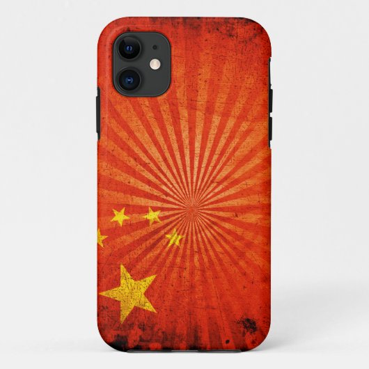 Cool Grunge Chinese vlag Case-Mate iPhone Case (Achterkant)