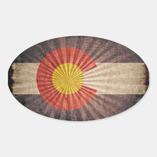Cool Grunge Colorado Flag Ovale Sticker (Voorkant)