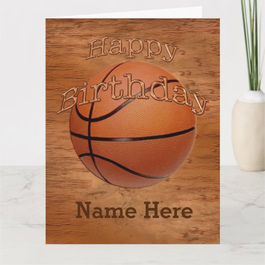 Cool Grunge Gepersonaliseerde Basketbal Verjaardag Kaart (Voorkant)