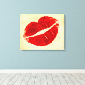 Cool Grunge Grote Rode Lippen Canvasprint Canvas Afdruk (Insitu (Houten vloer))