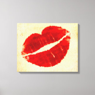 Cool Grunge Grote Rode Lippen Canvasprint Canvas Afdruk