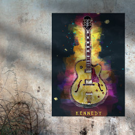 Cool Grunge Guitar Art, gepersonaliseerd Poster