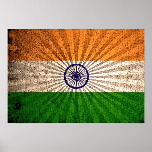 Cool Grunge Indische vlag Poster (Voorkant)