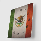 Cool Grunge Mexicaanse vlag Vierkante Klok (Hoek)
