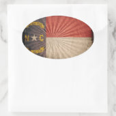 Cool Grunge North Carolina Vlag Ovale Sticker (Tas)