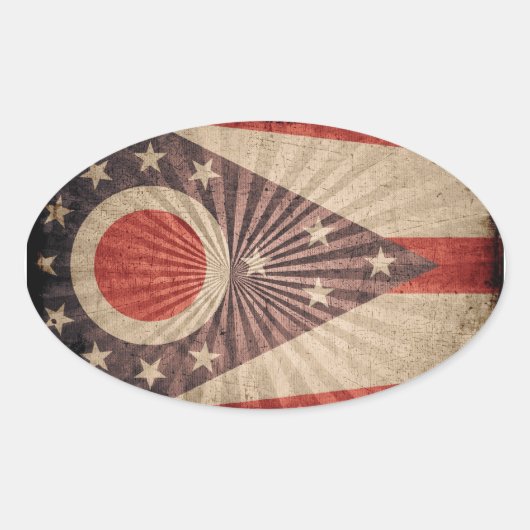 Cool Grunge Ohio Flag Ovale Sticker (Voorkant)