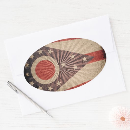 Cool Grunge Ohio Flag Ovale Sticker (Envelop)
