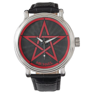 Cool Grunge Pentacle Symbool Gepersonaliseerde Uni Horloge