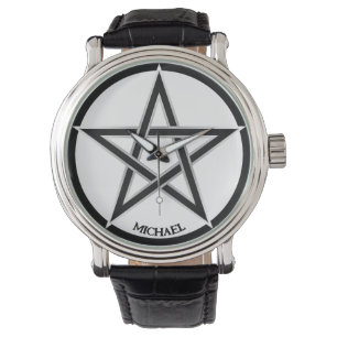 Cool Grunge Pentacle Symbool Gepersonaliseerde Uni Horloge