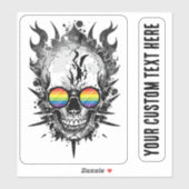 Cool Grunge Rainbow Pride Skull Flames Sticker (Vel)