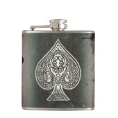 Cool Grunge Retro Artistic Poker Ace Flask Heupfles (Voorkant)