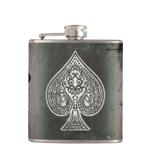 Cool Grunge Retro Artistic Poker Ace Flask Heupfles
