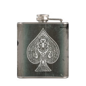 Cool Grunge Retro Artistic Poker Ace Flask Heupfles (Achterkant)