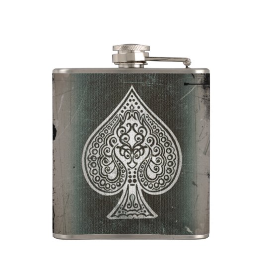 Cool Grunge Retro Artistic Poker Ace Flask Heupfles (Achterkant)