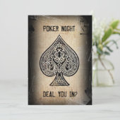 Cool Grunge Retro Poker Aas Party Uitnodiging (Staand voorkant)