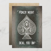 Cool Grunge Retro Poker Ace of Spades Party nodigt Kaart (Voorkant / Achterkant)