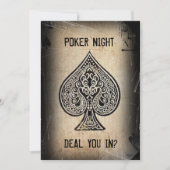 Cool Grunge Retro Poker Ace of Spades Party nodigt Kaart (Voorkant)