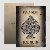 Cool Grunge Retro Poker Ace of Spades Party nodigt Kaart (Voorkant / Achterkant)
