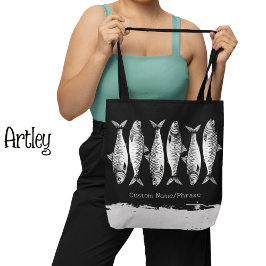 Cool Grunge Sardine Art Vis Tekeningen Woordennaam Tote Bag