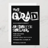 Cool Grunge Typography Gradusion Party Invitation Kaart (Voorkant / Achterkant)