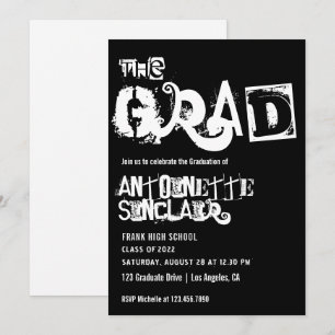 Cool Grunge Typography Gradusion Party Invitation Kaart