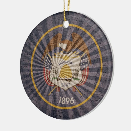 Cool Grunge Utah Vlag Keramisch Ornament (Links)