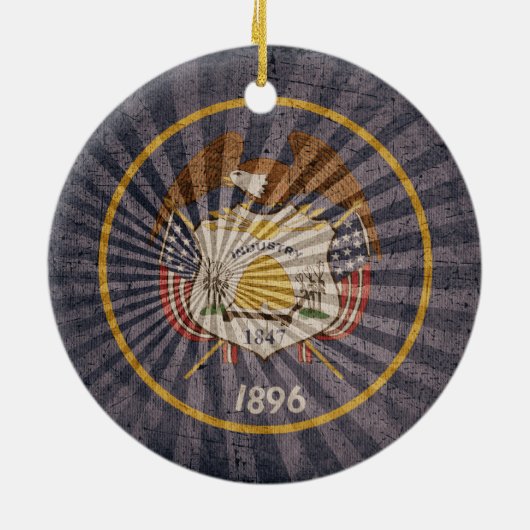 Cool Grunge Utah Vlag Keramisch Ornament (Achterkant)