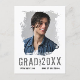 Cool Grunge White 1 Foto Afstuderen Aankondiging Briefkaart