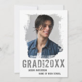 Cool Grunge White 1 Photo Afstuderen Aankondiging (Voorkant)