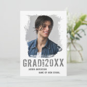 Cool Grunge White 1 Photo Afstuderen Aankondiging (Staand voorkant)