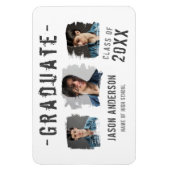 Cool Grunge White 3 Foto Afstuderen Aankondiging Magneet (Verticaal)