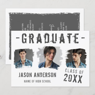Cool Grunge White 3 Photo Afstuderen Aankondiging