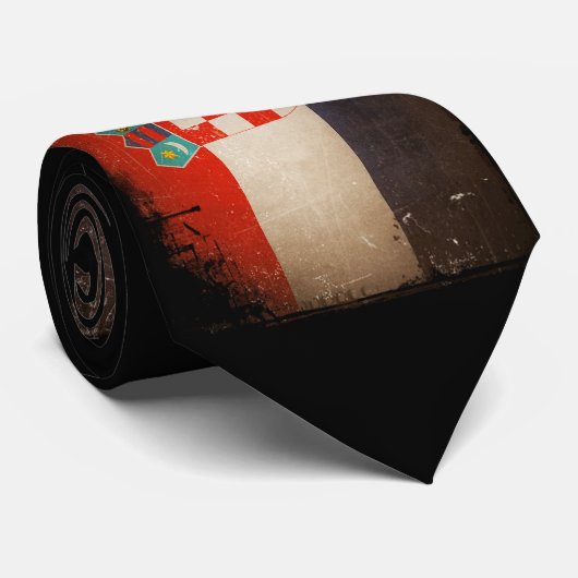  Cool Grungy Kroatië Vlagontwerp Stropdas (Opgerold)
